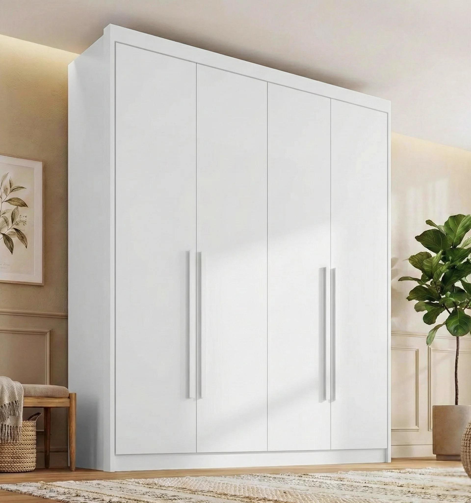 Clóset MDF de 4 puertas y 4 cajones, blanco