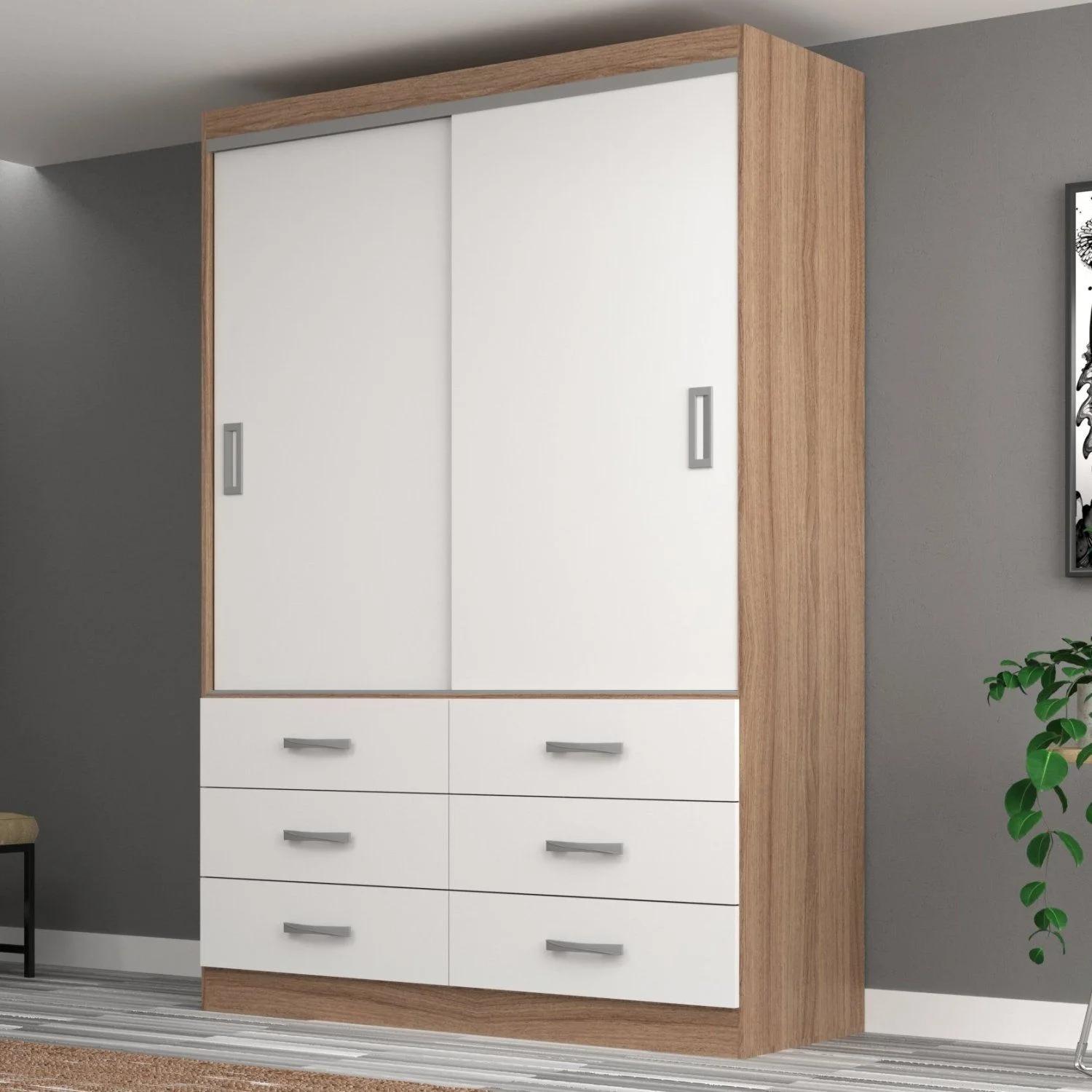 Clóset MDP de 2 puertas corredizas y 6 cajones