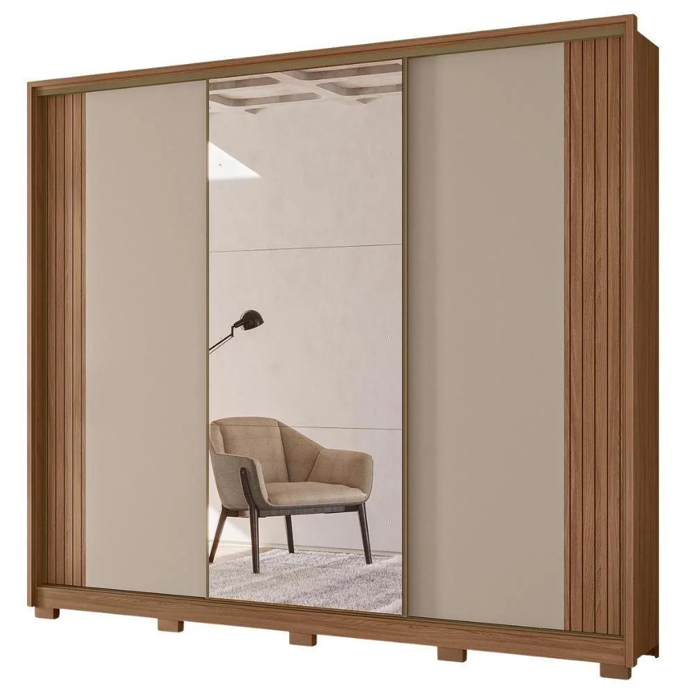 Clóset de 260 cm con 3 puertas corredizas y espejo