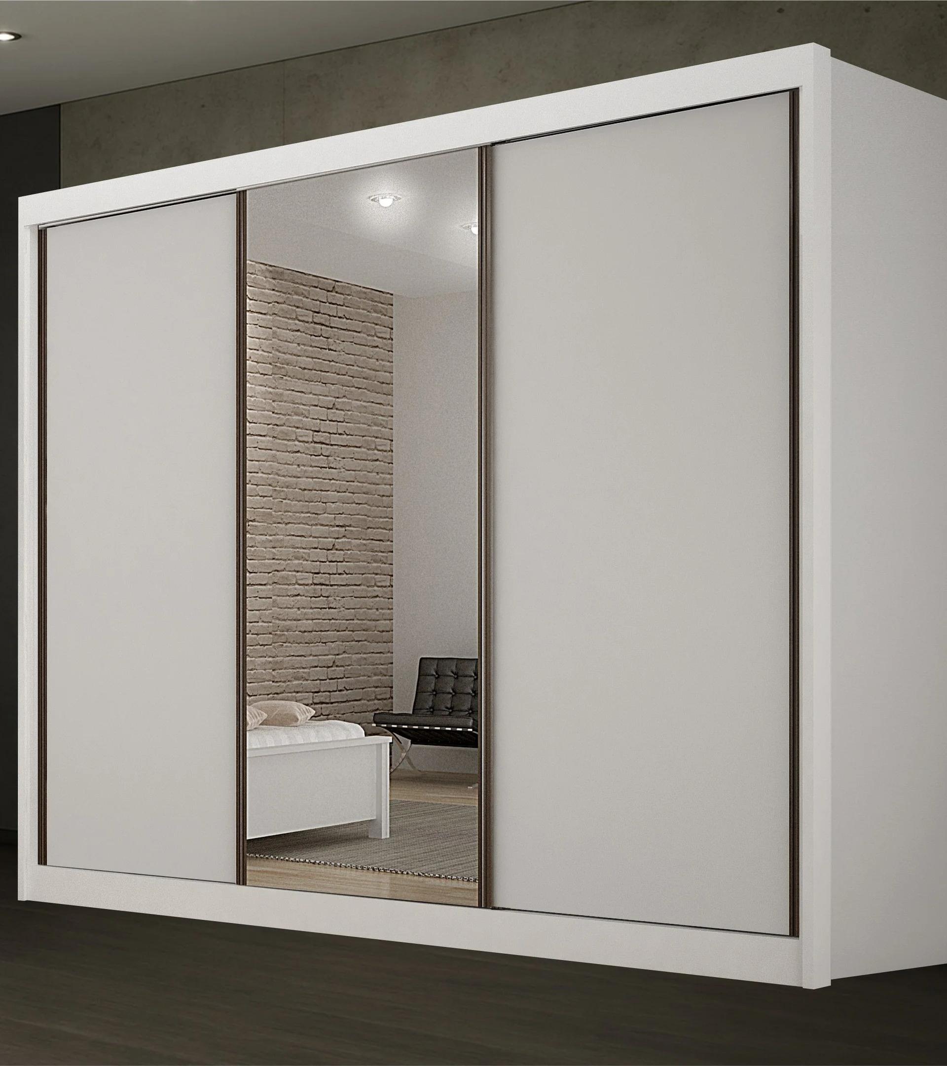 Clóset MDF de 3 puertas corredizas, espejo y 6 cajones