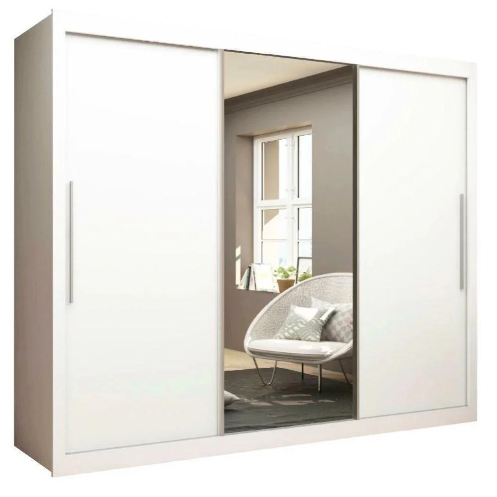 Clóset de 3 puertas corredizas, espejo grande y 4 cajones