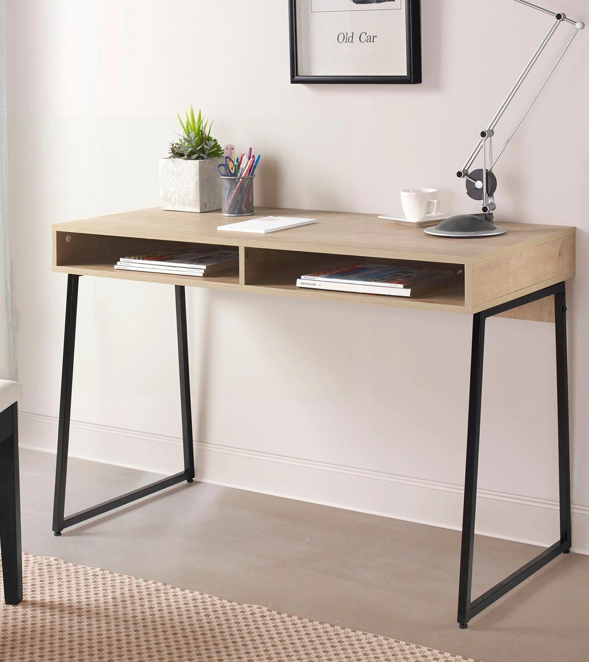 Escritorio industrial de 120 cm, acacia y negro