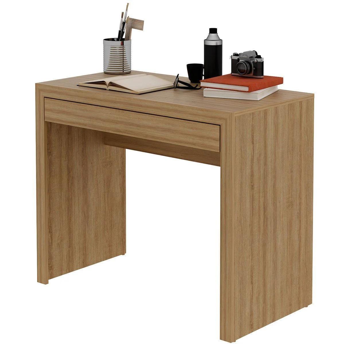 Escritorio de 90 cm con cajón, color almendra