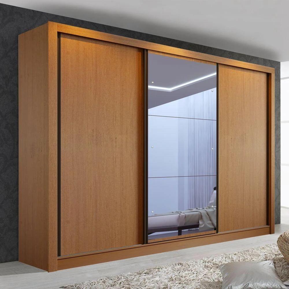 Clóset de 3 puertas y 3 espejos, acabado roble