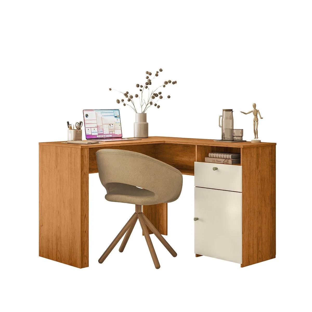 Escritorio en L con cajón y puerta