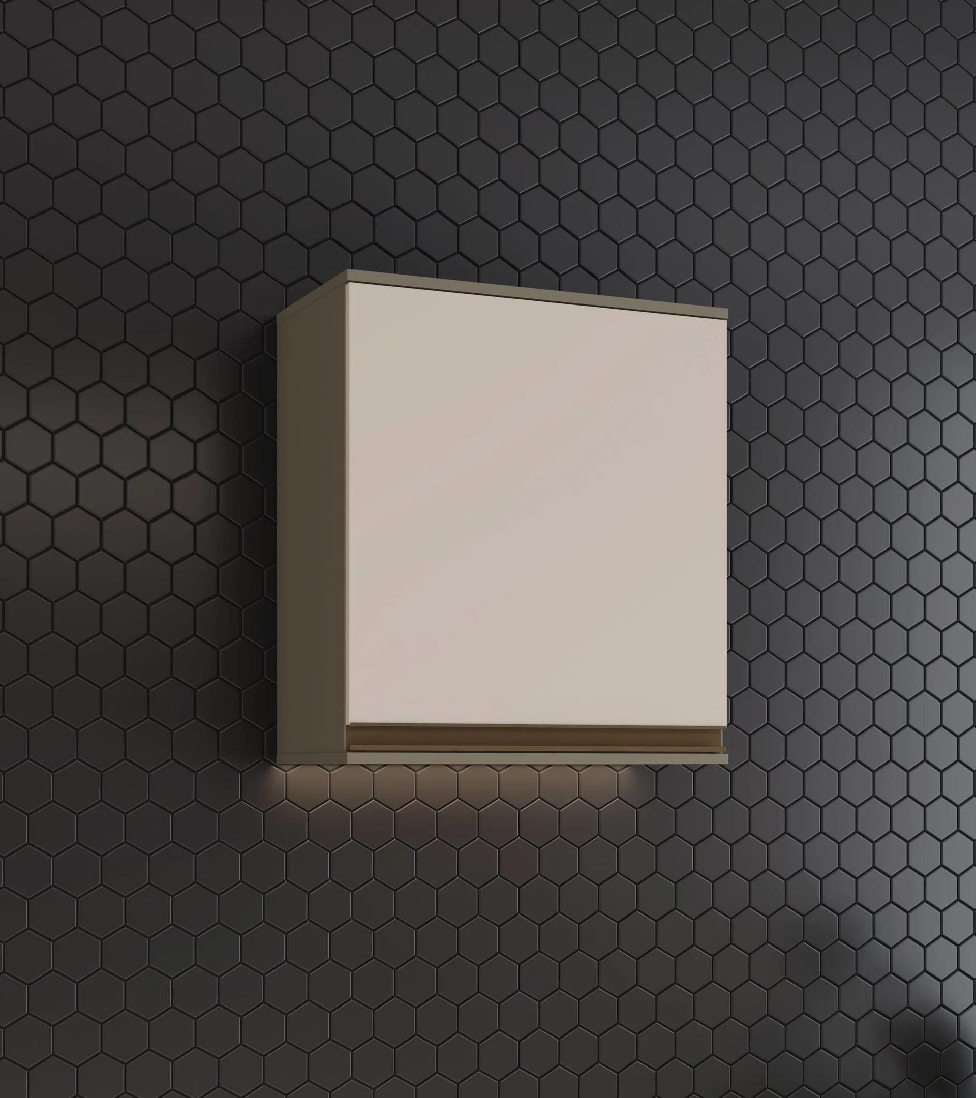 Armario Aéreo de Cocina 1 Puerta 60cm, MDF Gris/Duna/Cristal