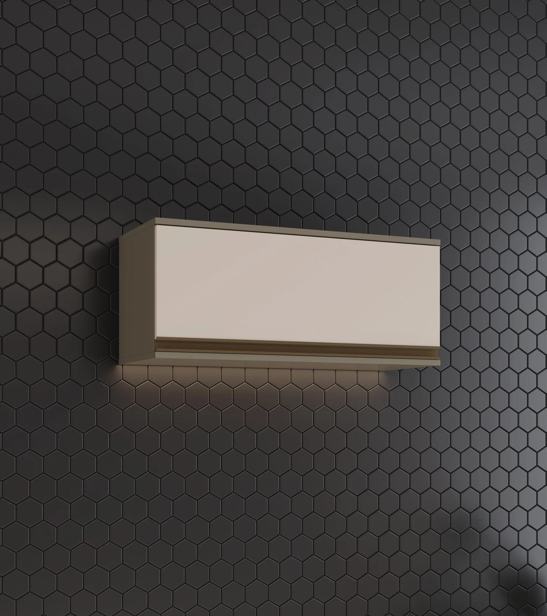 Armario Aéreo de Cocina 1 Puerta Basculante 80cm, MDF Gris/Duna/Cristal