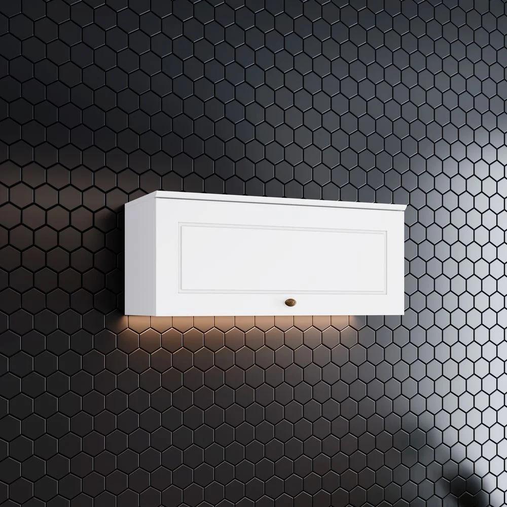 Armario Aéreo de Cocina 1 Puerta Basculante 80cm, MDF Blanco