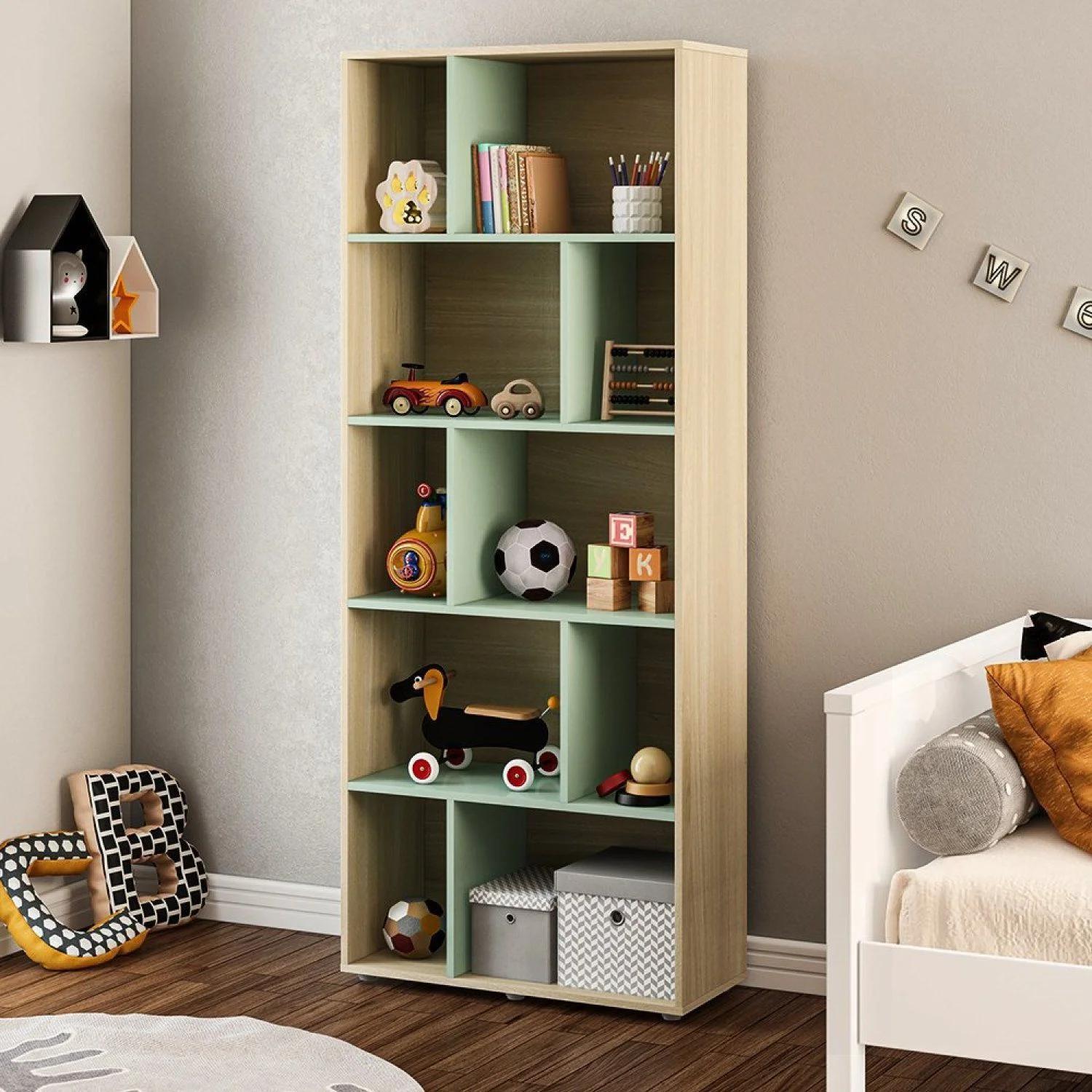 Estantería Infantil Organizadora con 10 Nichos, Multicolor Verde