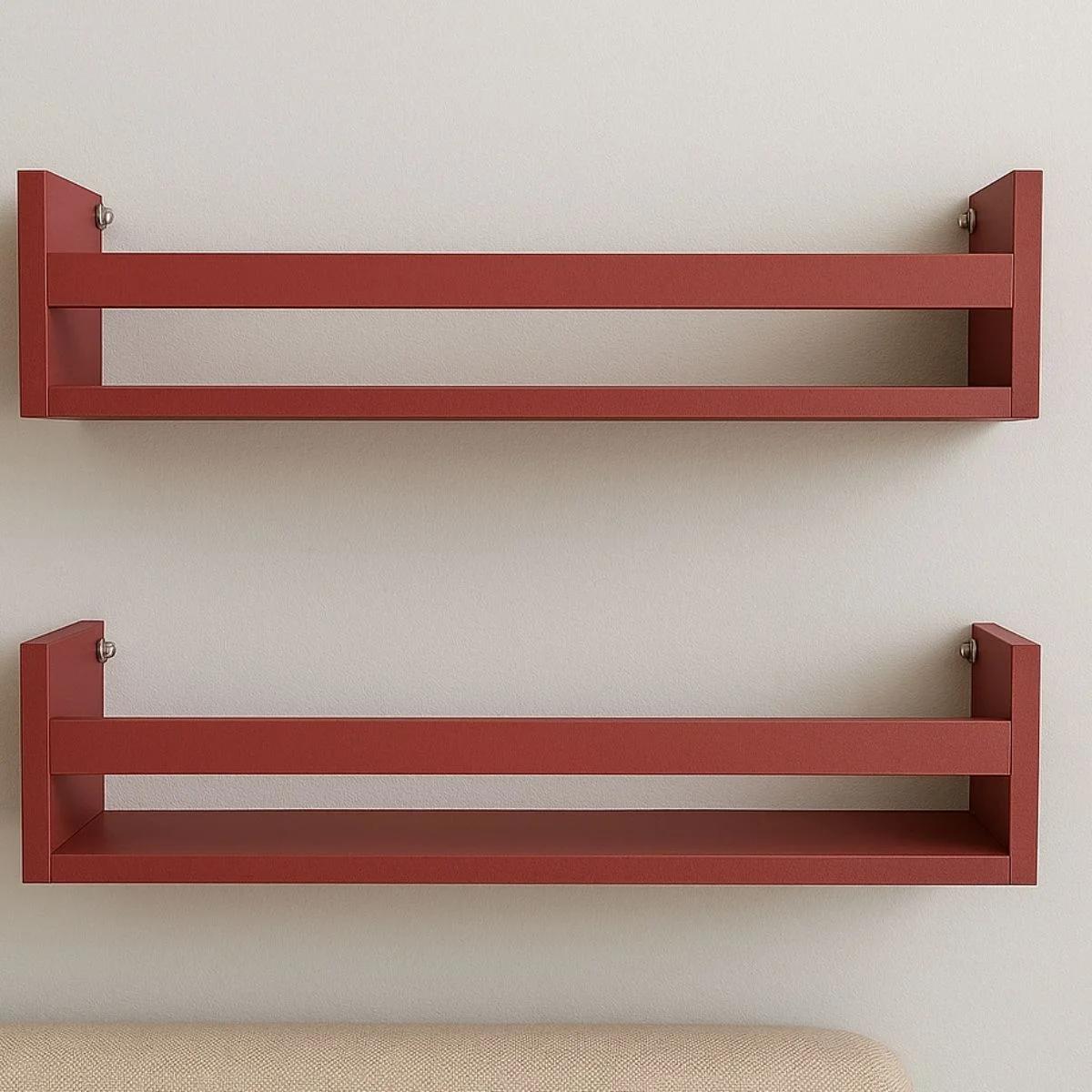 Kit de 2 Repisas Infantiles de 40 cm en MDF Rojo para Libros y Revistas