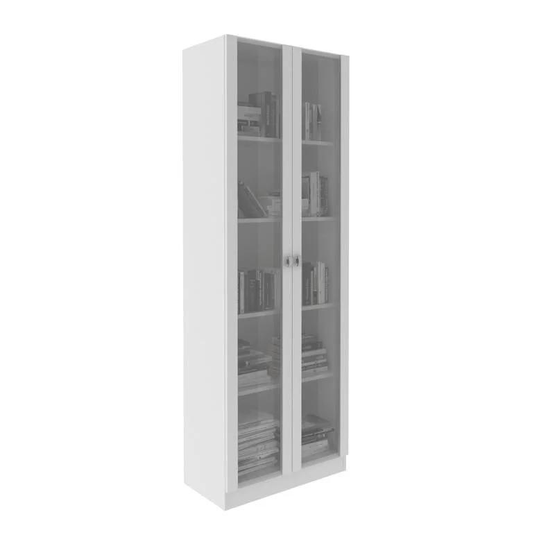 Armario Estantería con 2 Puertas de Vidrio - Blanco