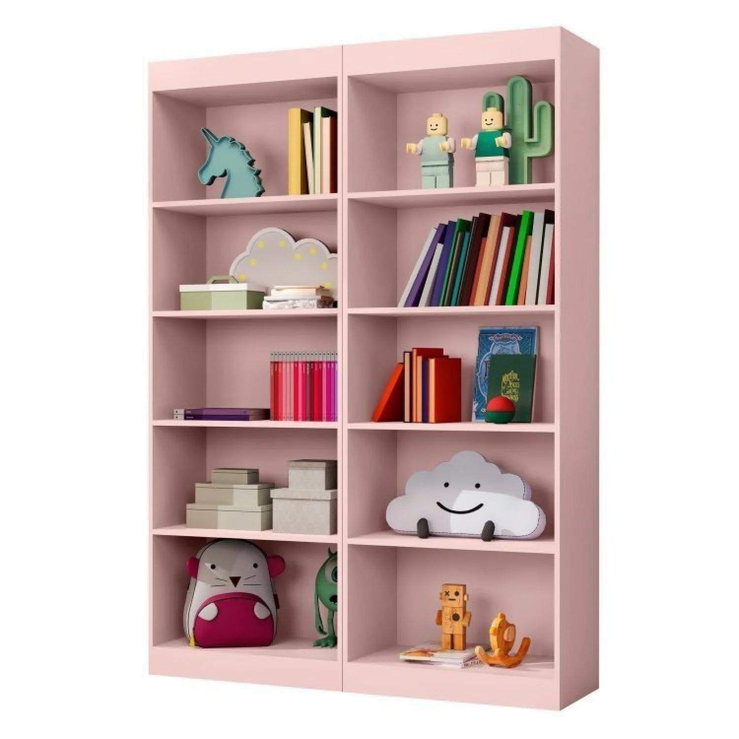 Conjunto de 2 Estanterías Librero Multiuso - Rosado