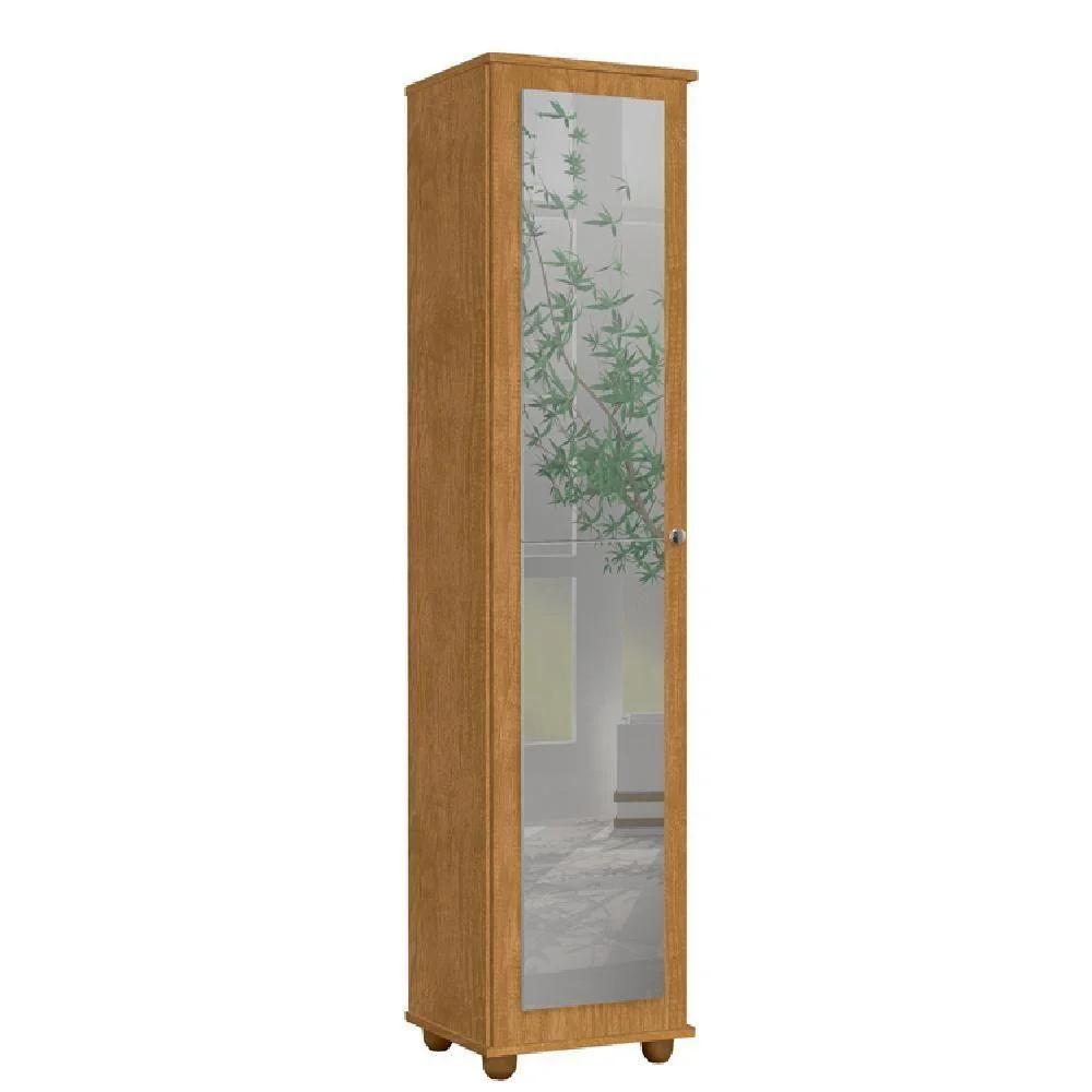 Armario Zapatero Multiuso con Espejo y 1 Puerta - Natural