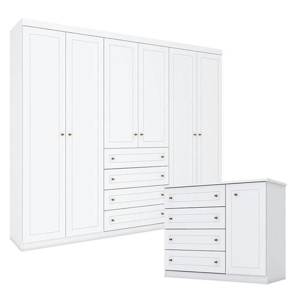 Cómoda y Clóset 6 Puertas Estilo Americano Blanco