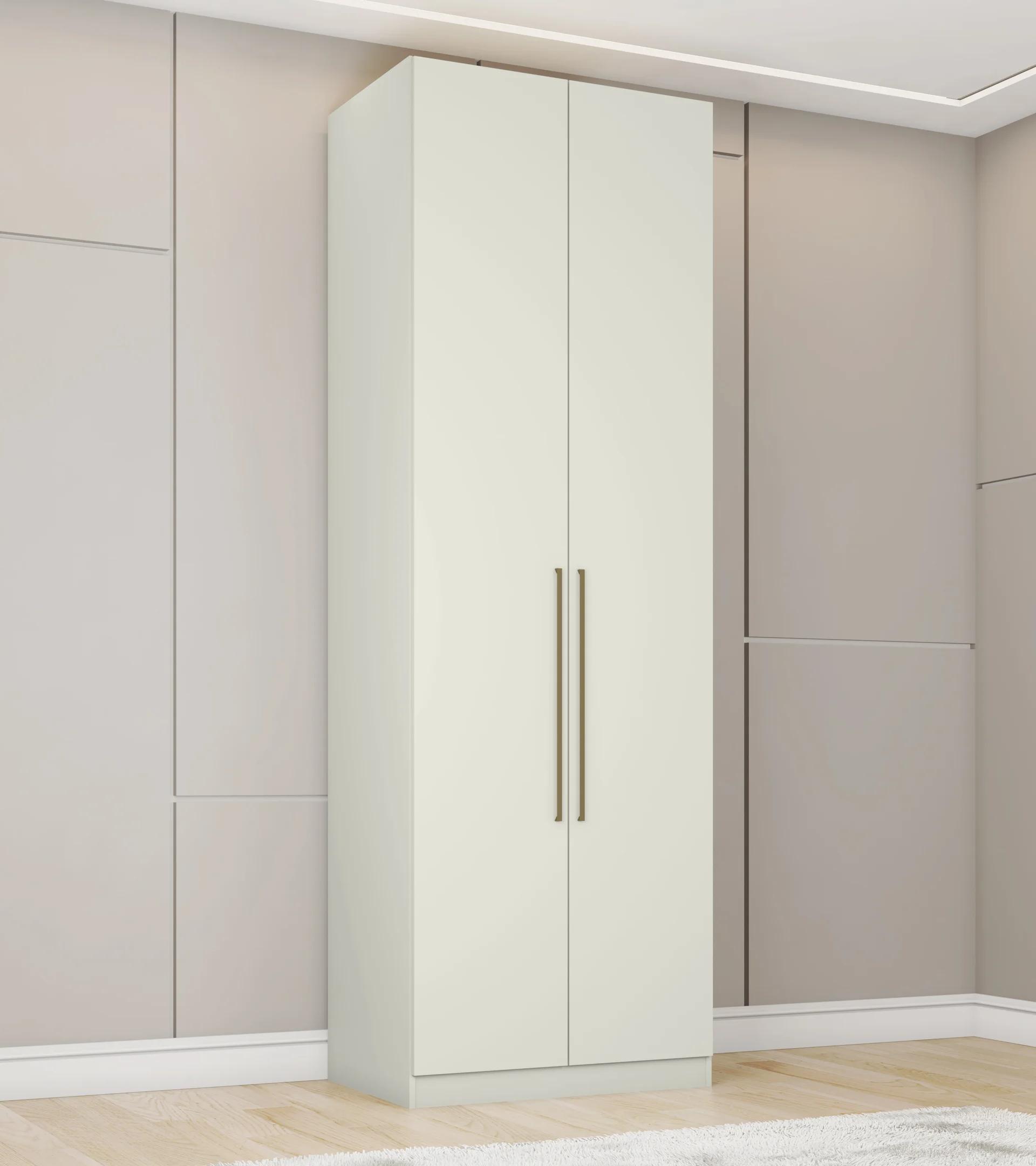 Clóset 2 Puertas con Perchero Blanco y Arena