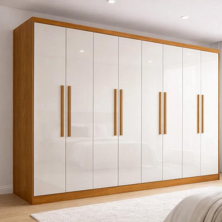 Clóset 100% MDF 8 Puertas 4 Cajones Cinamomo y Blanco Hueso