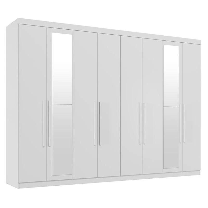 Clóset 8 Puertas 4 Cajones con Espejo Blanco Brillante