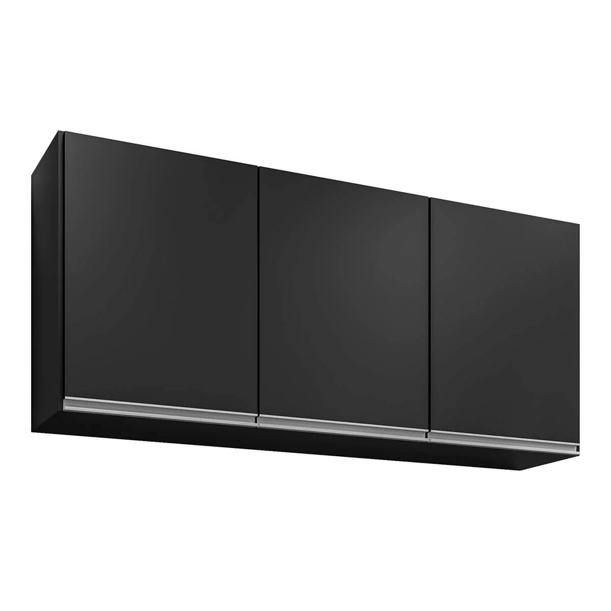 Armario Aéreo de Cocina 3 Puertas 1.20 m Negro