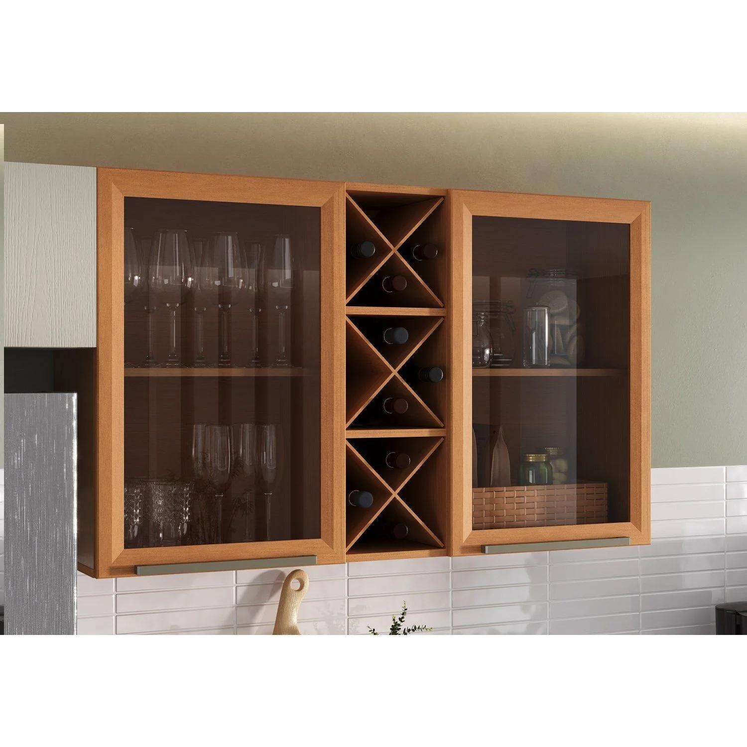 Armario Aéreo de Cocina con Puertas de Vidrio 1.20 m Marrón/Cinamomo