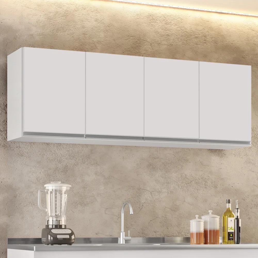 Armario Aéreo de Cocina 4 Puertas 160 cm Blanco