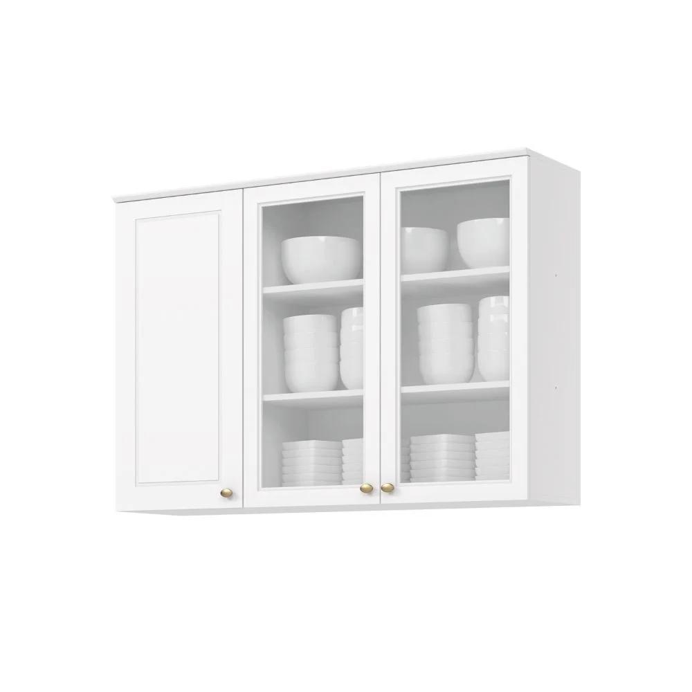 Armario Aéreo de Cocina 3 Puertas con Vidrio 120 cm