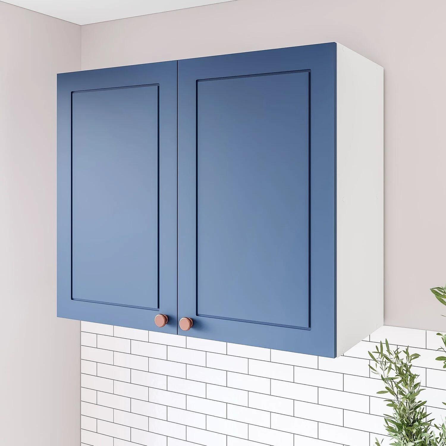 Armario Aéreo de Cocina 2 Puertas 80 cm Azul/Blanco