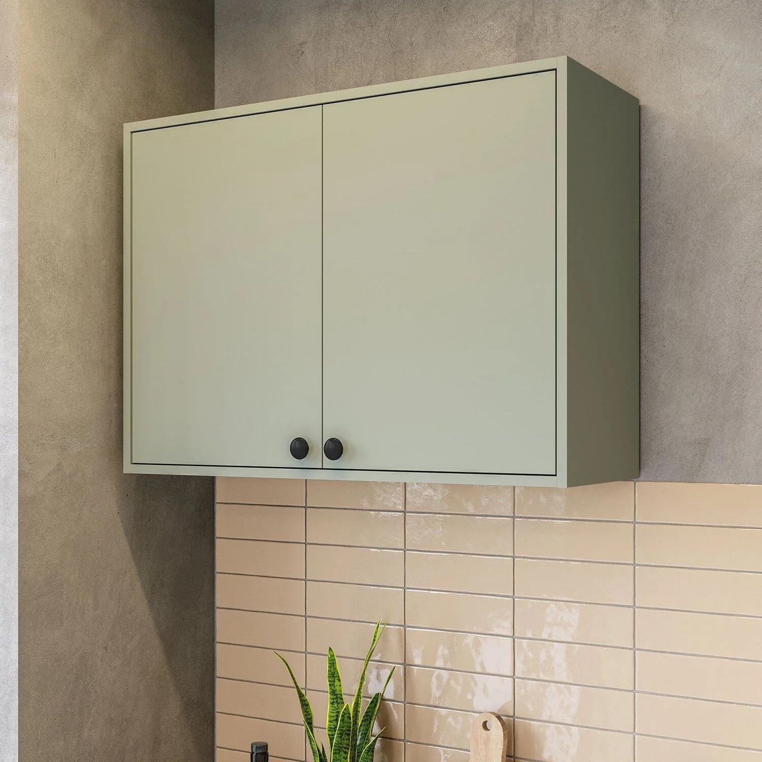 Armario Aéreo de Cocina 2 Puertas 80 cm Verde/Oliva