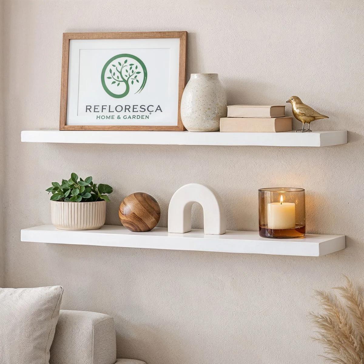 Kit de 2 Repisas Multiuso con Soporte Invisible, 60 cm, Blanco