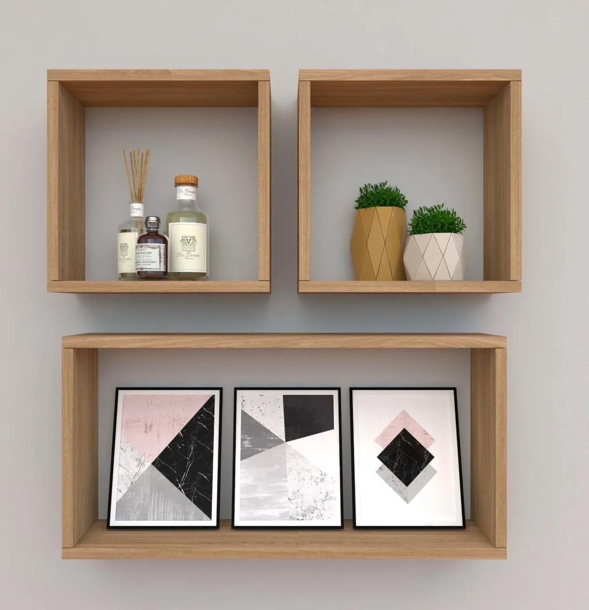 Kit de 3 Nichos Rectangulares para Dormitorio en MDF
