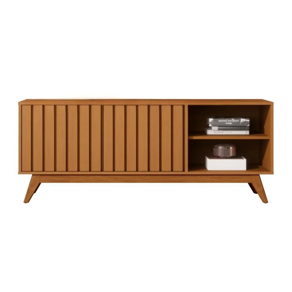 Rack para TV 140 cm con Patas en Madera Maciza Natural