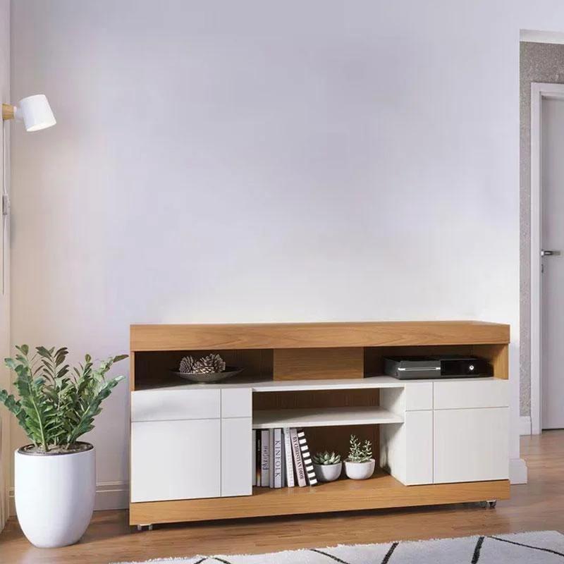 Rack para TV 136 cm en Tono Madera y Blanco Hueso