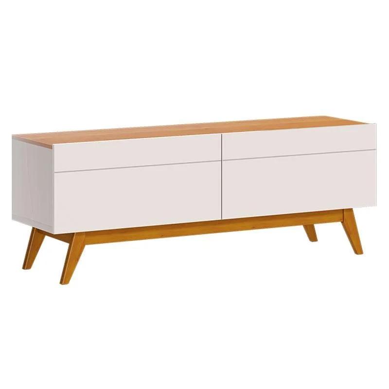 Mueble para TV Clásico con 2 Cajones, Blanco Hueso Natural