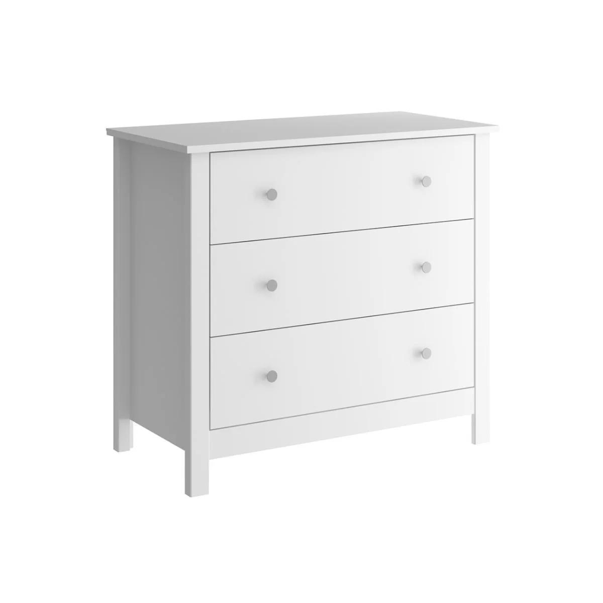 Velador Compacto con 3 Cajones, Blanco
