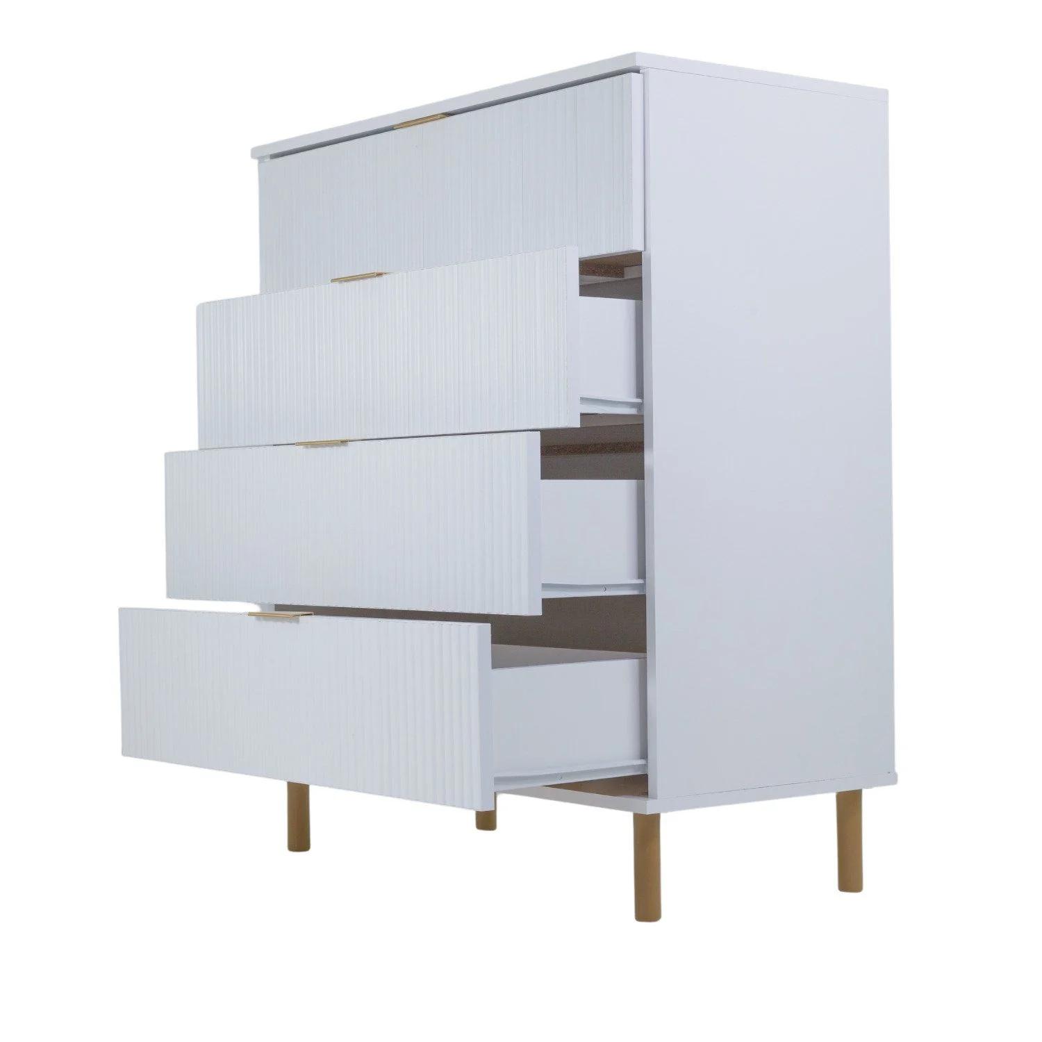 Velador Compacto con 4 Cajones, Blanco