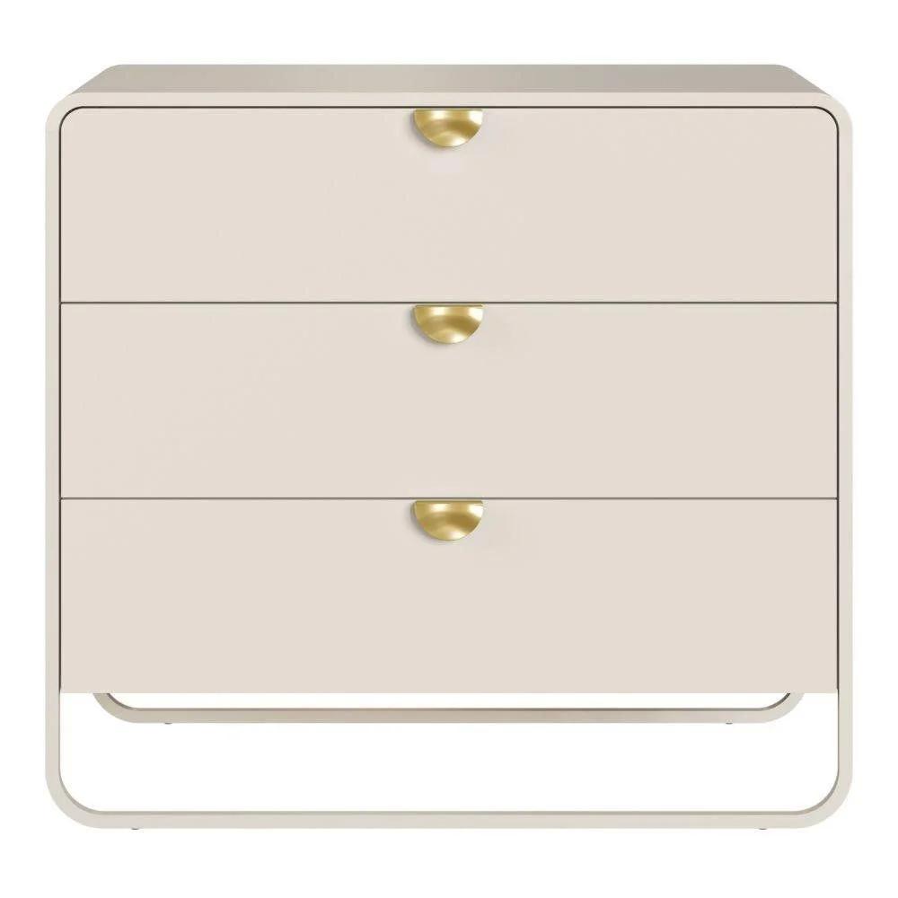 Cómoda de 3 cajones de 90 cm, blanco hueso