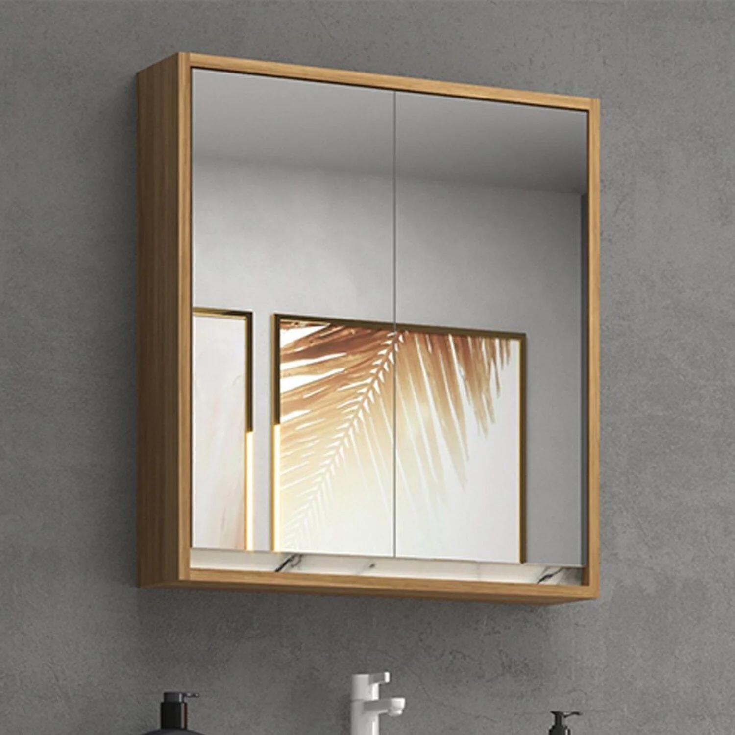 Armario de baño de 60 cm con 2 puertas y espejo, blanco/thassos