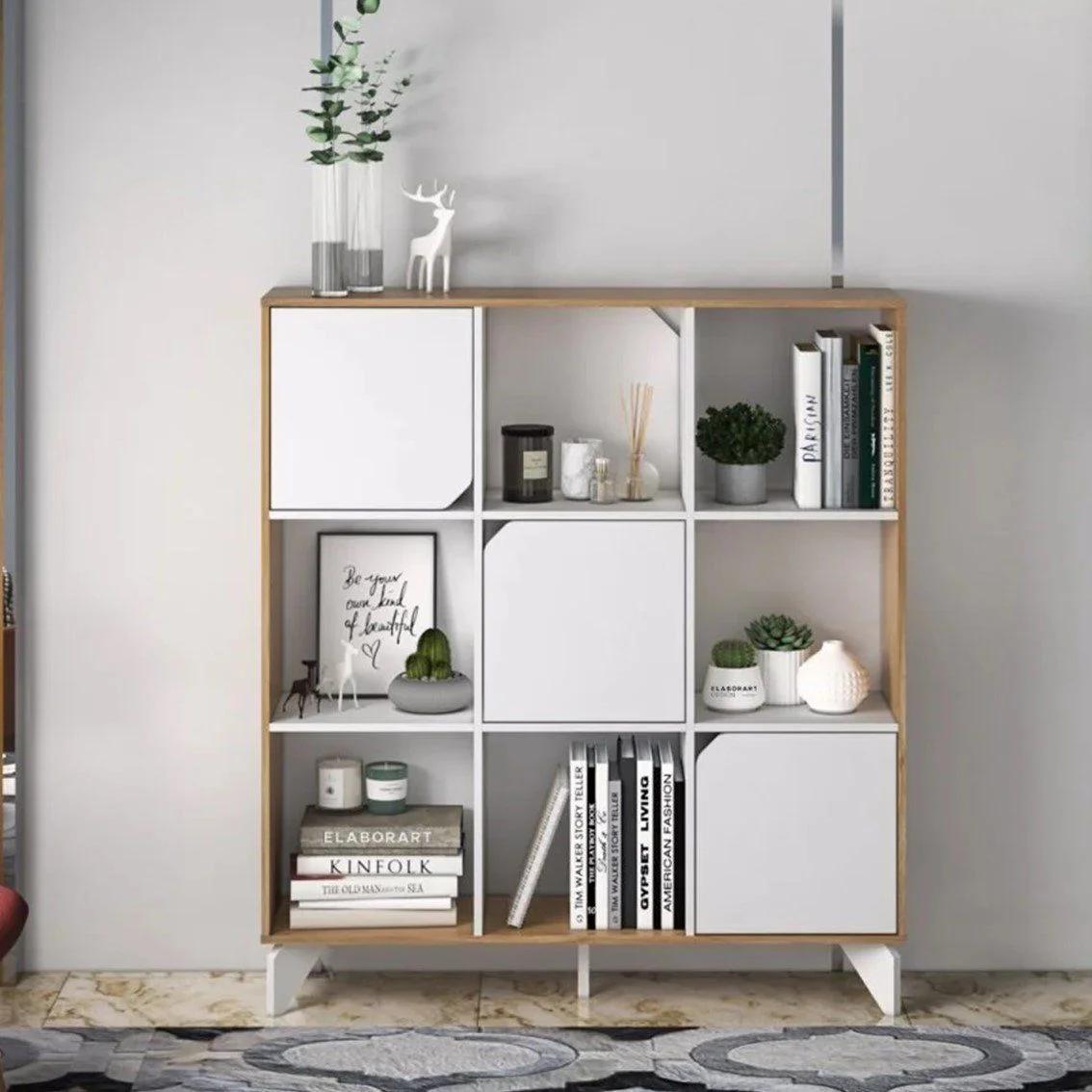 Estantería de 3 puertas, beige/blanco