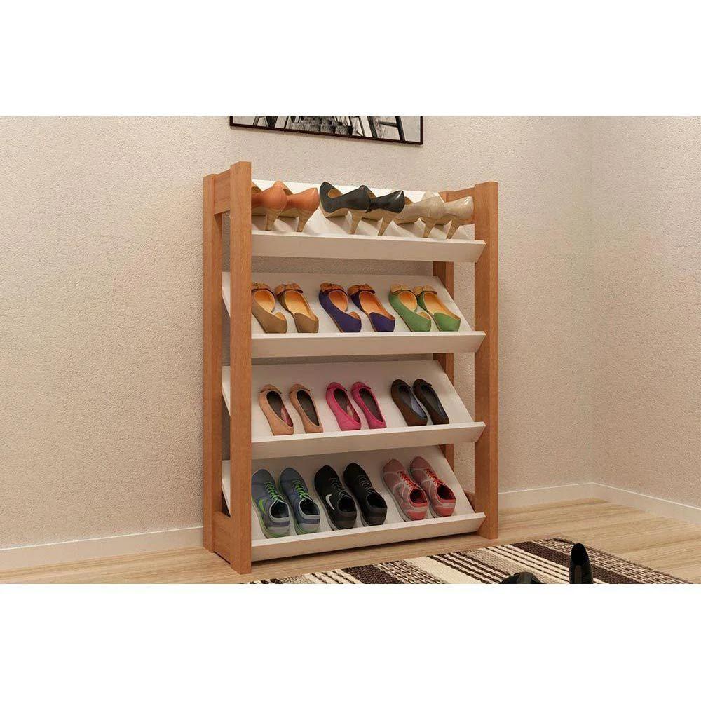 Zapatera Baja para Dormitorio, Almendra y Blanco